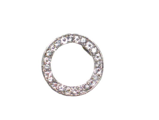 Circle Pendant, Womens Petite Sterling Silver White Cubic Zirconia Stone Halo Pendant