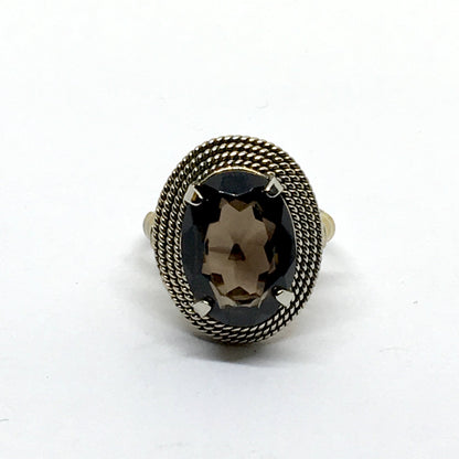 Jewelry > Vintage > Ring - Womens 1950s Sterling Silver Smoky Topaz Gemstone Ring - online at www.Blingschlingers.com USA