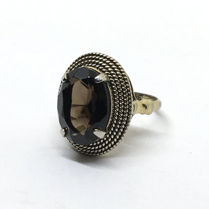 Jewelry > Vintage > Ring - Womens 1950s Sterling Silver Smoky Topaz Gemstone Ring