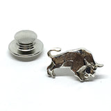 Jewelry > Tie Tack - Mens Vintage Anson Sterling Silver Micro Charging Bull Tie Tack / Lapel Pin | Mens Accessories