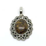 Jewelry - Used Sterling Silver Unique Matrixed Chrysanthemum Stone Pendant - online at www.Blingschlingers.com USA