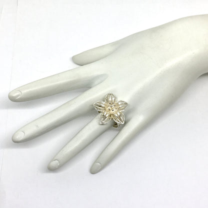 Jewelry > Ring - Vintage Floriculture Flair - Sterling Silver Ornate Filigree 3D Flower Design Ring 7.25 | Blingschlingers.com USA