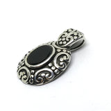 Used Jewelry > Pendant - Men Women Sterling Silver Dark Pool Jet Stone Design Pendant