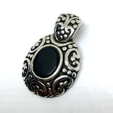 Used Jewelry > Pendant - Men Women Sterling Silver Dark Pool Jet Stone Design Pendant