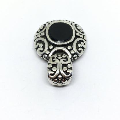 Used Jewelry > Pendant - Men Women Sterling Silver Dark Pool Jet Stone Design Pendant