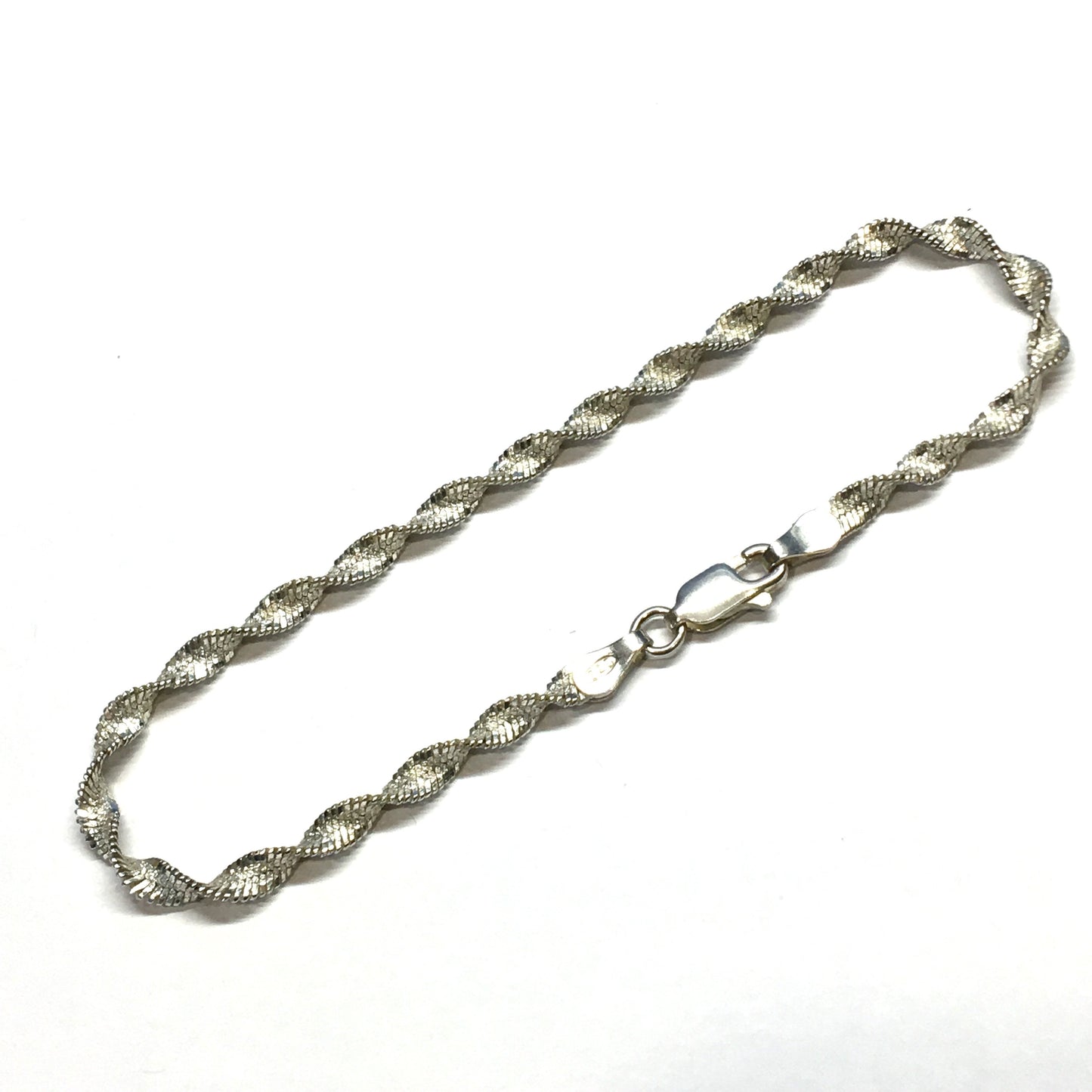 Used Jewelry - Sterling Silver Sandblasted Spiral Rope Design Herringbone Bracelet  Blingschlingers Jewelry