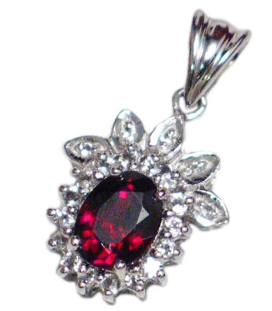 Gemstone Pendant, 14k White Gold Spessartite Garnet Topaz Cluster Pendant