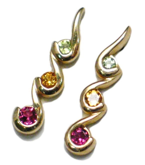 Gold Earrings | 14k Gold Garnet Peridot Citrine Curvaceous Drop Earrings | Best Priced Overstock Fine Jewelry online at Blingschlingers.com 