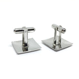 Cufflinks | Mens Used Sterling Silver Ocean Side Design Etched Square Toggle Cuff-links