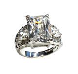 Used Jewelry | Womens Sterling Silver Shimmery & Striking Emerald Cut Cz Ring