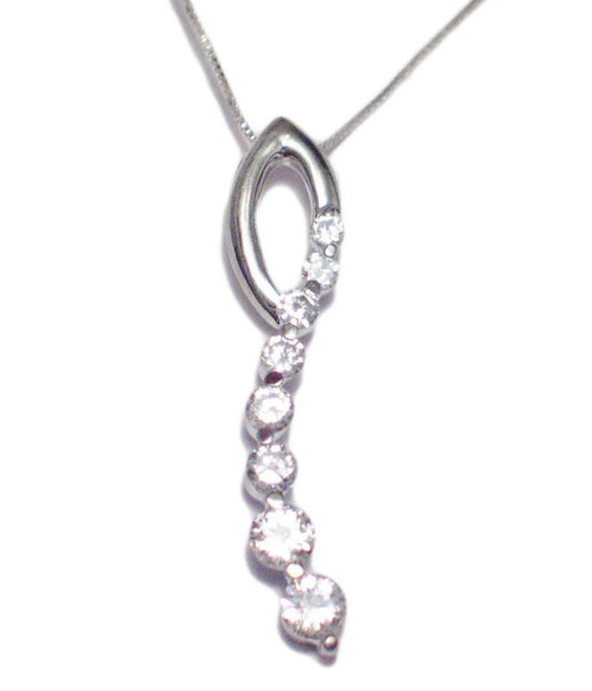 Journey Necklace, Fancy Wavy Bar Style Cubic Zirconia Gemstone Pendant Chain Necklace