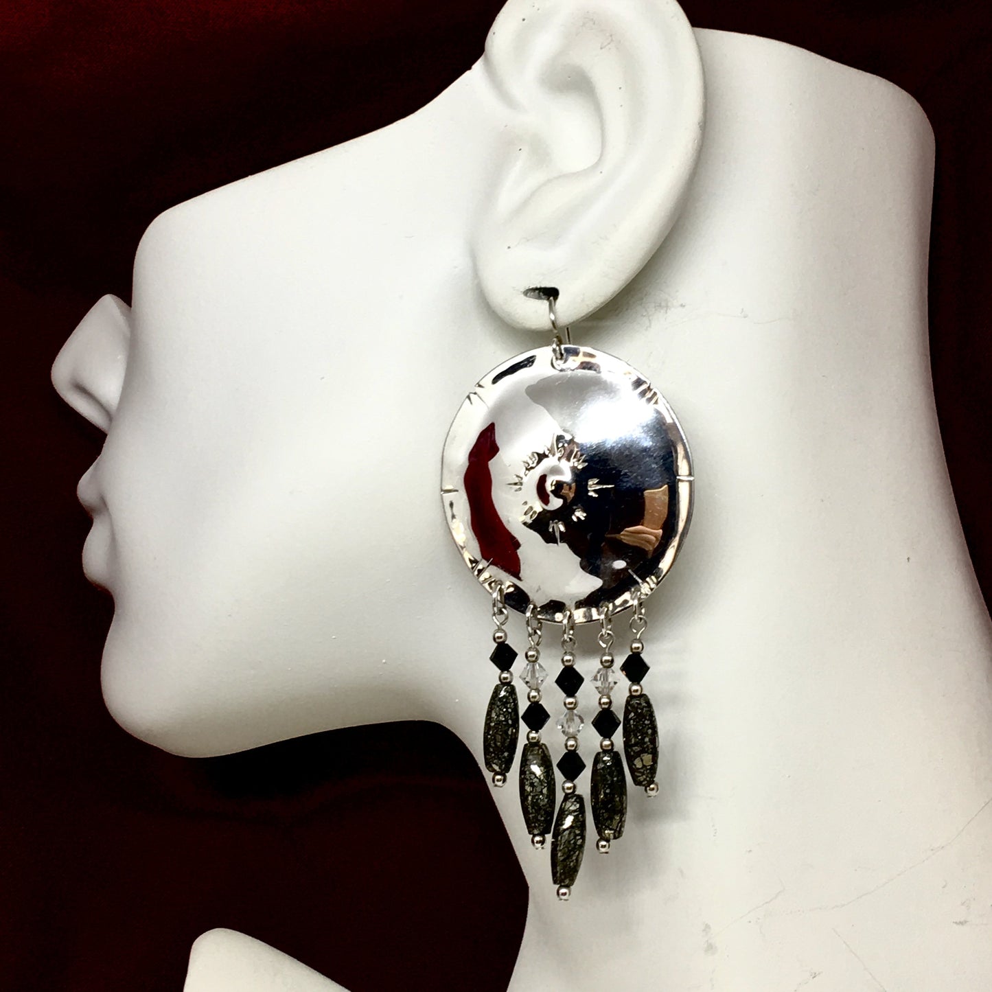 Jewelry | Womens used Sterling Silver Large Tribal Style Dreamcatcher Design Chandelier Earrings
