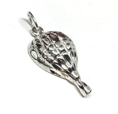 Charm - Sterling Silver Pendant - Hot Air Balloon Festival Charm - Mens Womens Silver Pendant