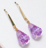 Gold Earrings | Elegant 14k Gold Purple Briolette Dangle Earrings | Estate Fine Jewelry online at Blingschlingers.com