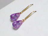 Gold Earrings | Elegant 14k Gold Purple Briolette Dangle Earrings | Estate Fine Jewelry online at Blingschlingers.com