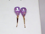 Gold Earrings | Elegant 14k Gold Purple Briolette Dangle Earrings | Estate Fine Jewelry online at Blingschlingers.com