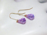 Gold Earrings | Elegant 14k Gold Purple Briolette Dangle Earrings | Estate Fine Jewelry online at Blingschlingers.com