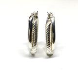 Earrings | Womens used Sterling Silver Rope & Polish Crossover Design Oval Hoop Earrings
