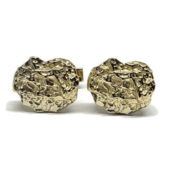 Mens Cufflinks | Vintage Harvey Avedon Sterling Silver Gold Nugget Design Cufflinks