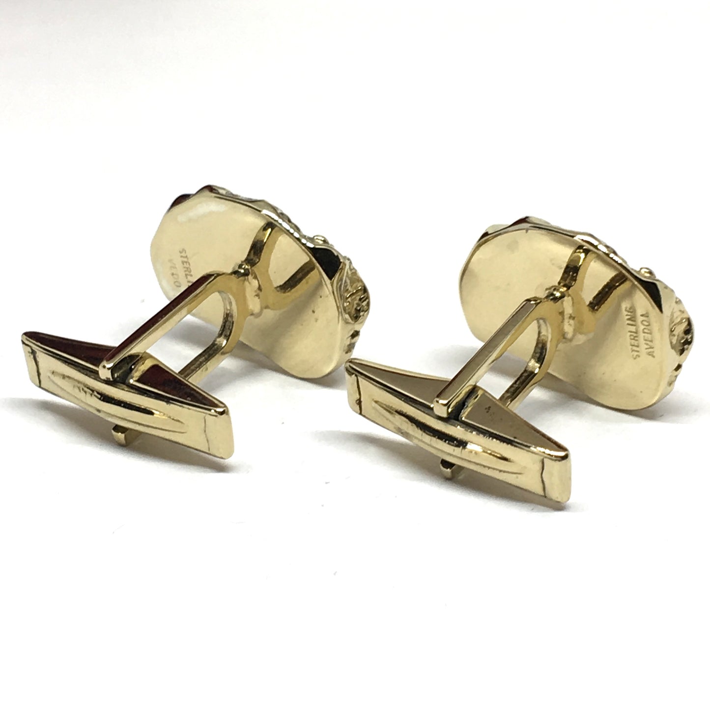 Cufflinks - Sterling Silver Vintage Harvey Avedon Designer Cufflinks -  Mens Gold Cufflinks - Nugget Design Toggle Cufflinks
