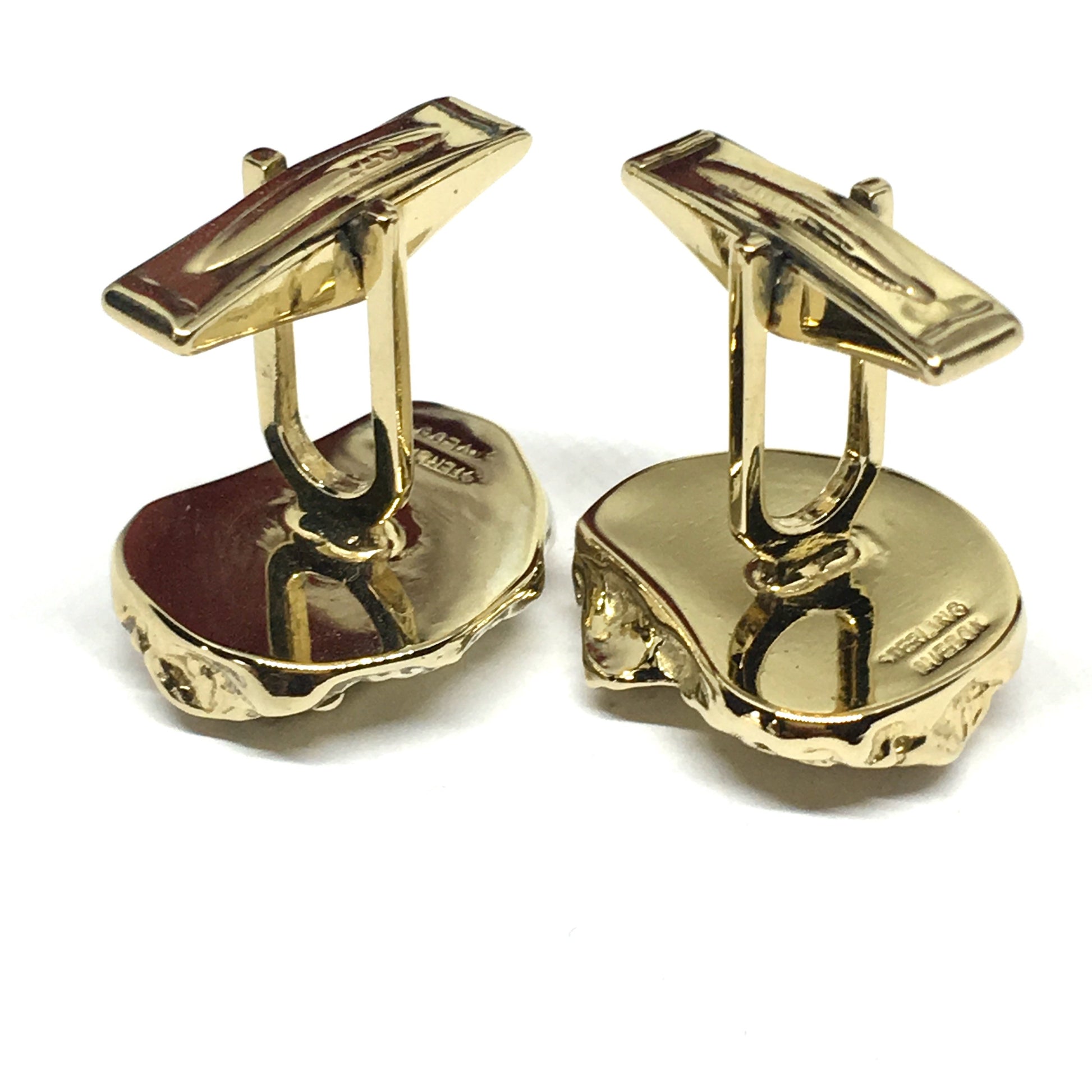 Mens Cufflinks | Vintage Harvey Avedon Sterling Silver Gold Nugget Design Cufflinks