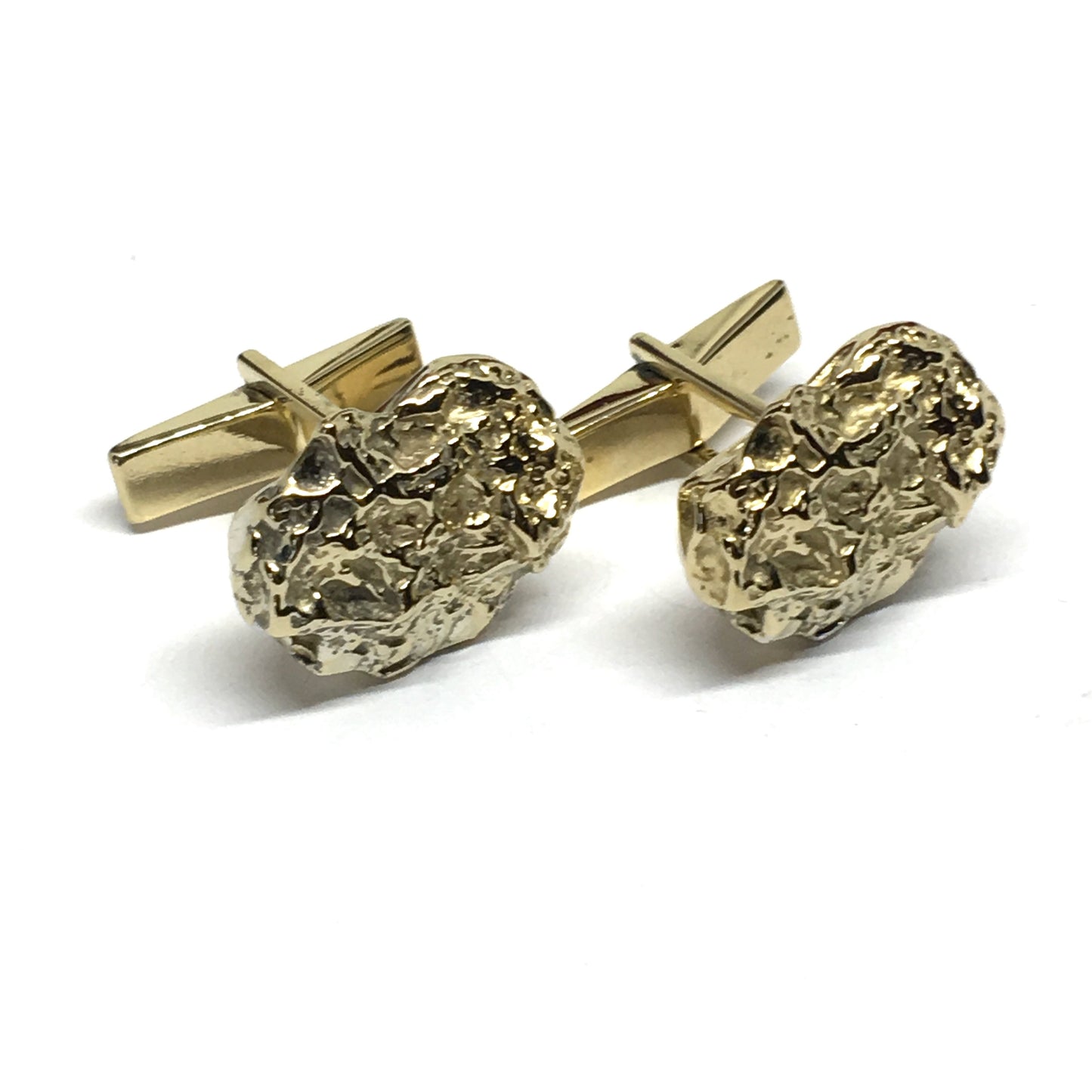 Cufflinks - Sterling Silver Vintage Harvey Avedon Designer Cufflinks -  Mens Gold Cufflinks - Nugget Design Toggle Cufflinks