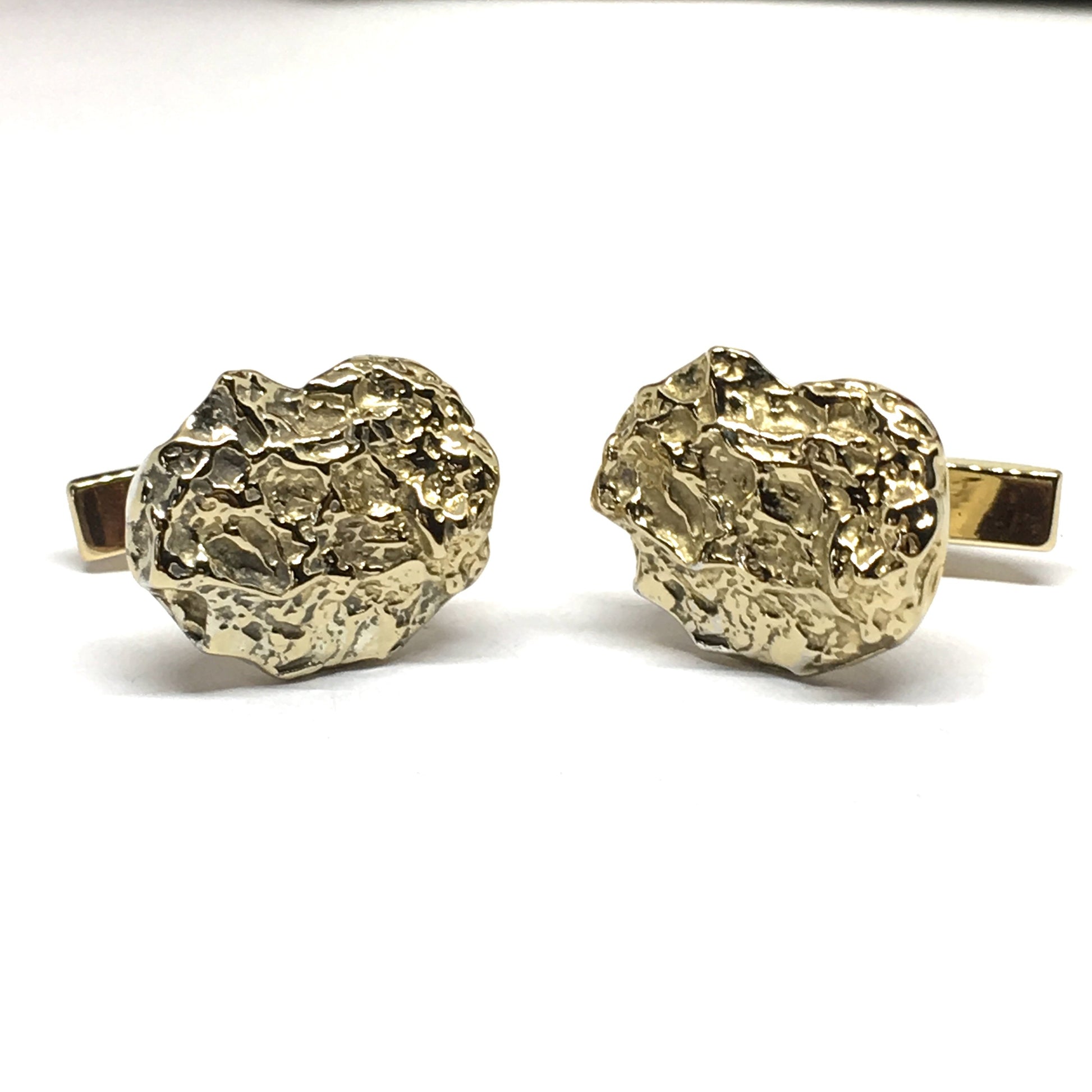 Mens Cufflinks | Vintage Harvey Avedon Sterling Silver Gold Nugget Design Cufflinks