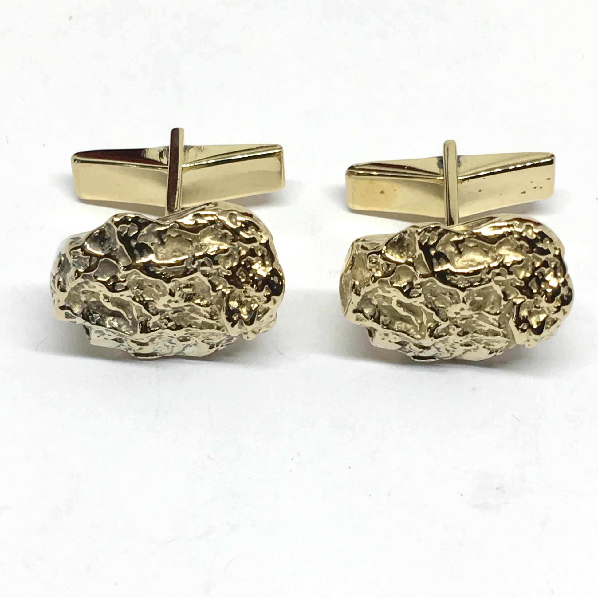 Mens Cufflinks | Vintage Harvey Avedon Sterling Silver Gold Nugget Design Cufflinks