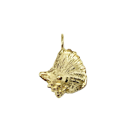 14k Gold Pendant - Men's Women's Vintage Queen Conch Shell Pendant - 14k Gold 3D Charm