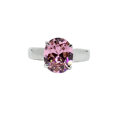 Ring | Womens used Sterling Silver Glittery Pink Zirconia Stone Ring sz 8