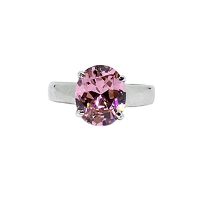 Ring | Womens used Sterling Silver Glittery Pink Zirconia Stone Ring sz 8