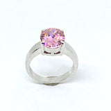 Ring | Womens used Sterling Silver Glittery Pink Zirconia Stone Ring sz 8