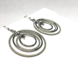Orbiting Hoops | Sandblasted Multi Circle Silver Dangle Earrings | Costume Jewelry - Blingschlingers Jewelry