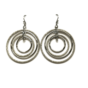 Orbiting Hoops | Sandblasted Multi Circle Silver Dangle Earrings | Costume Jewelry - Blingschlingers Jewelry
