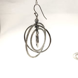 Orbiting Hoops | Sandblasted Multi Circle Silver Dangle Earrings | Costume Jewelry - Blingschlingers Jewelry