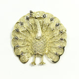 Brooch / Lapel Pin |  Vintage Gold Sterling Silver Marcasite Stone Peacock Brooch / Lapel Pin