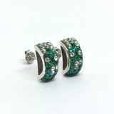 Earrings - Shimmery Emerald Green Crystal Rolo Style Sterling Silver Earrings - Blingschlingers Jewelry online - USA