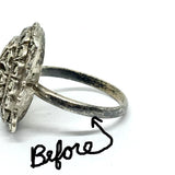 Tarnished Ring Before Shot | Jewelry Polishing Pads Made in USA | 2x2" Foam Cloth w/ Micro Abrasive Technology