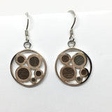Earrings - Womens Stylish Floating Circle Cut-out Design Sterling Silver Dangle Earrings