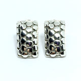 Jewelry Accessories - Sterling Silver Pebble Grain Texture Design Semi Drop Earrings - USA
