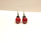 Jewelry - Womens Perfect Pop of Red Beaded Dangle Earrings
