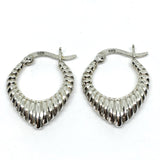 Hoop Earrings - Graduating Ribbed Design Mid Size Sterling Silver Hoop Earrings