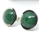 Cufflinks - Men Relive the 70s with Sterling Silver Round Button Style Green Stone Cufflinks