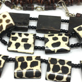 Costume Jewelry Lot | African Giraffe Print Bone Bracelets Necklaces & Arm Band