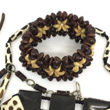 Costume Jewelry Lot | African Giraffe Print Bone Bracelets Necklaces & Arm Band