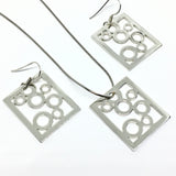 Jewelry Accessories - Artsy Circle Design Sterling Silver Pendant Necklace & Earrings set - Blingschlingers.com USA
