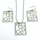Jewelry Accessories - Artsy Circle Design Sterling Silver Pendant Necklace & Earrings set - USA