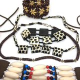 Costume Jewelry Lot | African Giraffe Print Bone Bracelets Necklaces & Arm Band