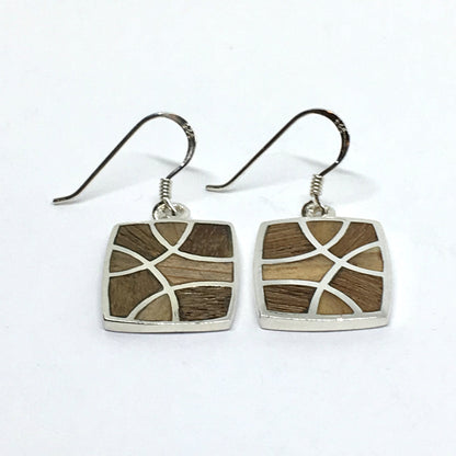Womens Sterling Silver Modern Chic Bamboo Geometric Design Earrings - Stone Earrings