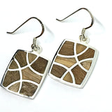Accessories > Jewelry - Sterling Silver Modern Chic Wood Inlay Design Dangle Earrings